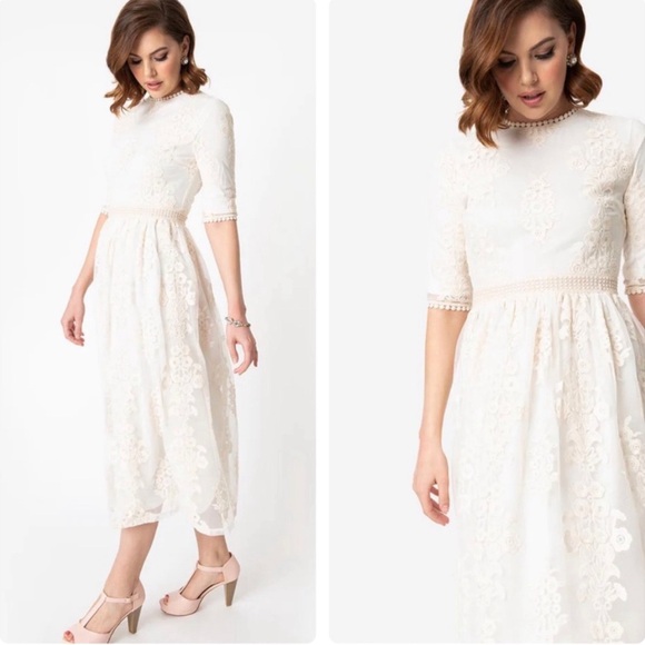 Hidden Alley Dresses & Skirts - NWT Hidden Alley Vintage Inspired Ivory Lace Dress size medium